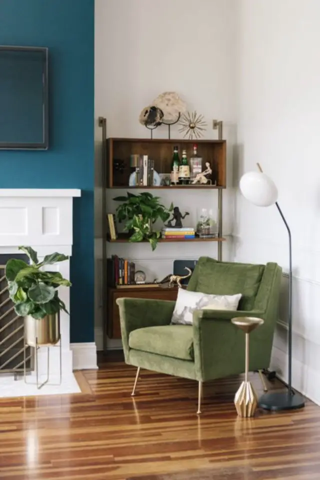 ambiance vintage mobilier annee 50 exemple meuble cheminée étagère rétro vintage
