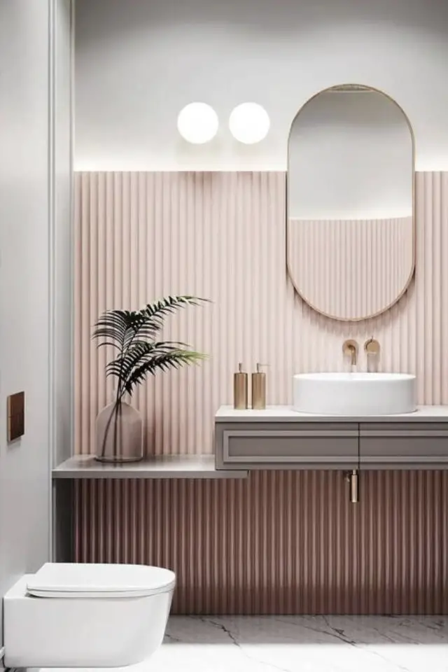 decoration tendance incurve rond salle de bain moderne miroir et vasque arrondi ovale