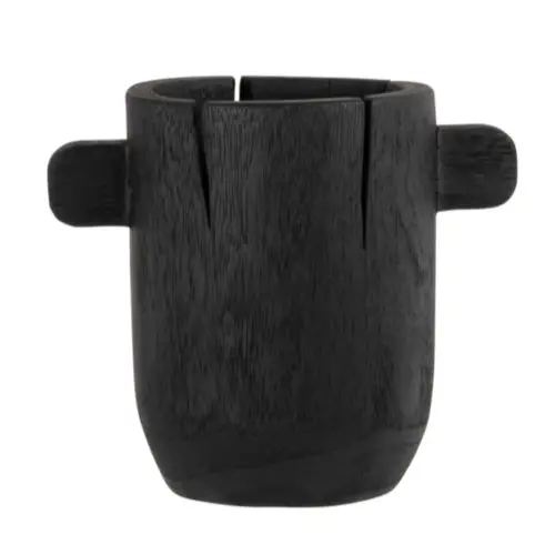 element decoratif style masculin Vase en paulownia noir H20 en bois