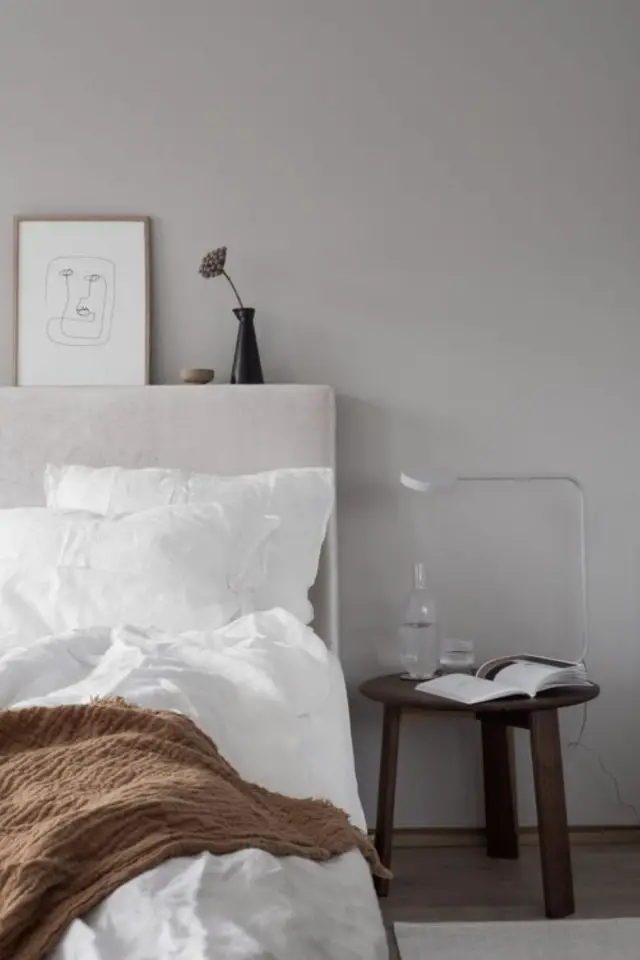 exemple chambre minimaliste cosy tête de lit simple parure chaude