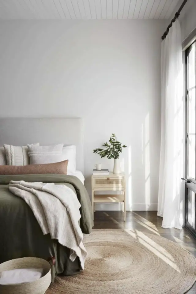 exemple chambre minimaliste cosy linge de lit cosy laine gris neutre