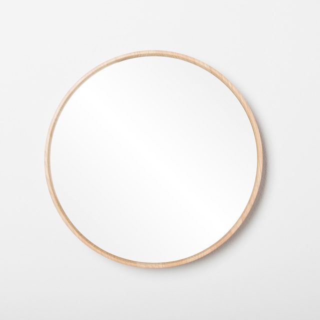 meuble deco design rond Miroir rond Look L encadrement bois