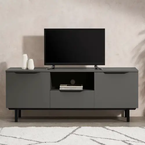 meuble decoration materiaux masculins Grand meuble tv, gris et noir