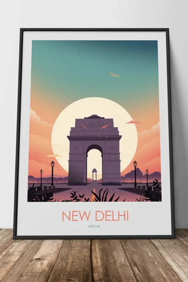 ou trouver affiche vintage voyage inde monument New Delhi 