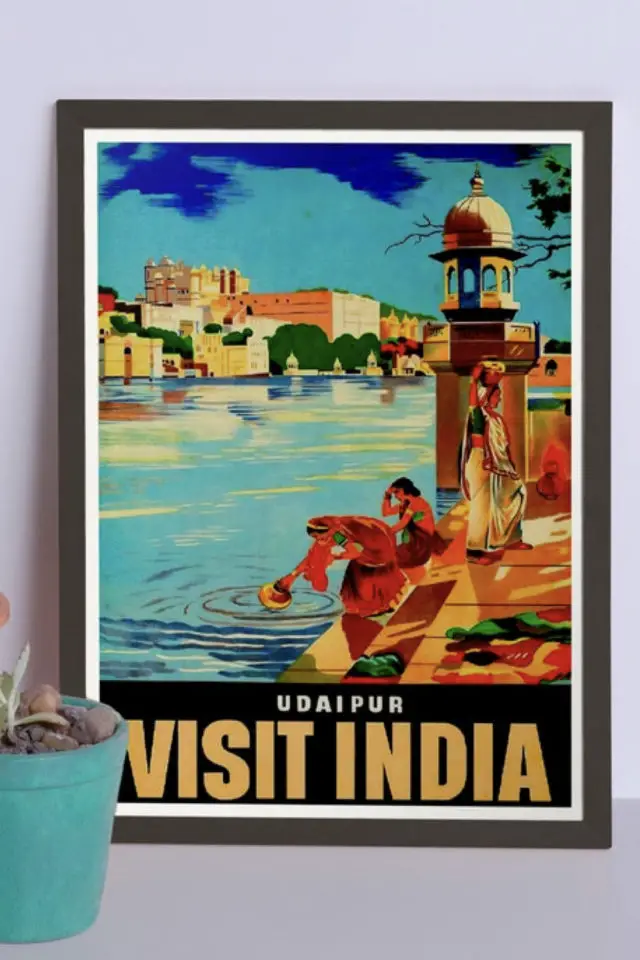 ou trouver affiche vintage voyage inde poster publicitaire rétro Udaipur nord sous-continent indien décoration