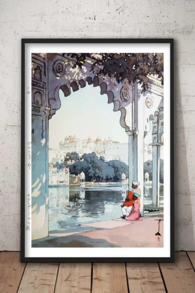 ou trouver affiche voyage inde estampe illustration palais Udaipur vintage