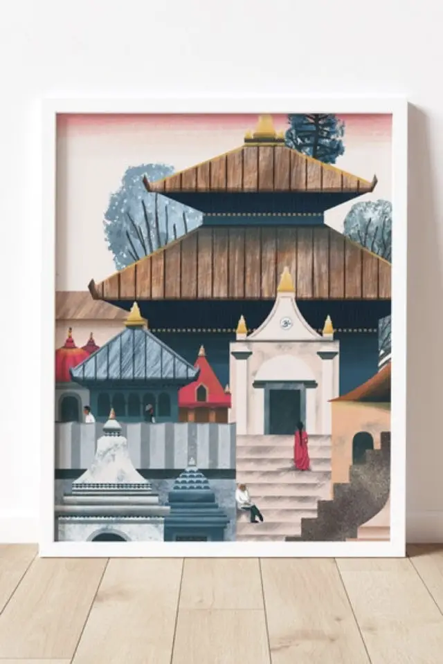 ou trouver affiche voyage nepal temple hindou Pashupatinath incontournable