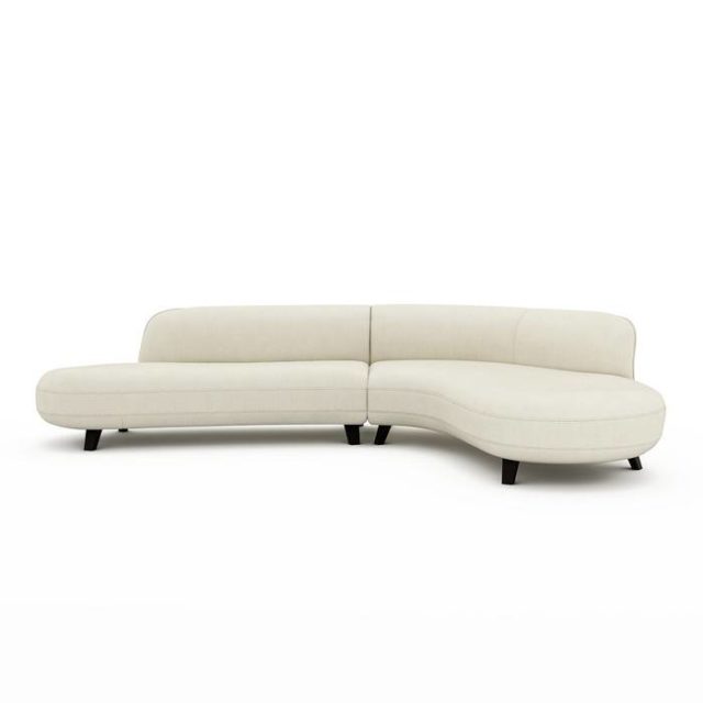 ou trouver meuble arrondi Canapé d’angle lin chambray couleur écru rond