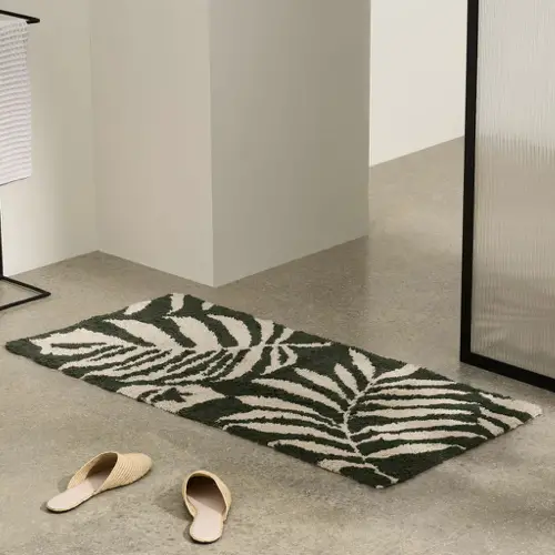 accessoire salle de bain moderne design très long tapis de bain 100% coton, vert