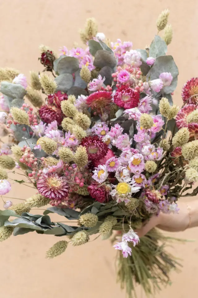 bergamotte offrir fleur tendance saint valentin composition florale moderne fleurs séchées