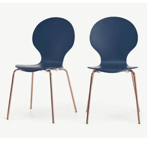 couleurs addict salle a manger Made Lot de 2 chaises, bleu et cuivre
