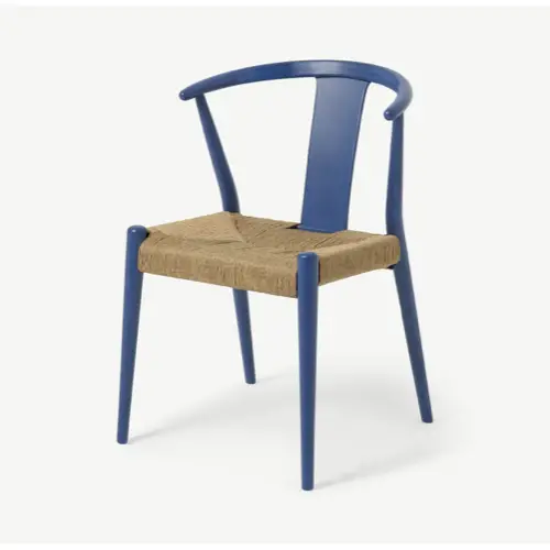 couleurs addict salle a manger Made Chaise, assise tissée et chêne lavé fini bleu