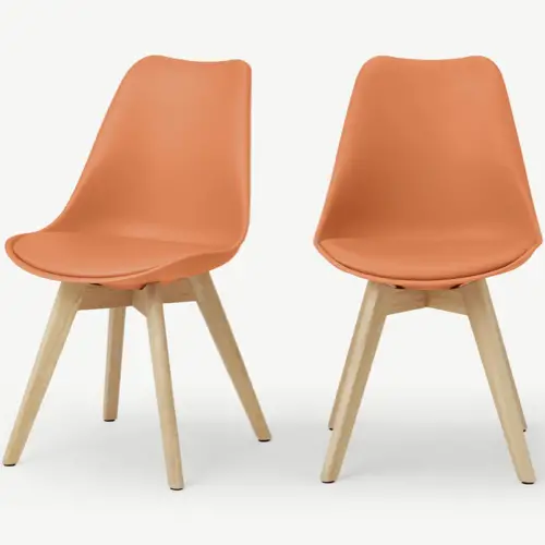 couleurs addict salle a manger Made Lot de 2 chaises, orange mandarine et bois clair