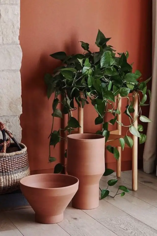 deco couleur terracotta rouille pas cher pot de fleurs plantes peinture intérieur naturel et organique