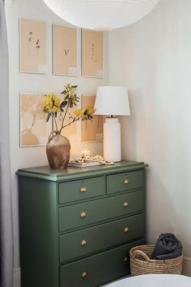 deco couleur vert sauge pas cher chambre à coucher commode peinture