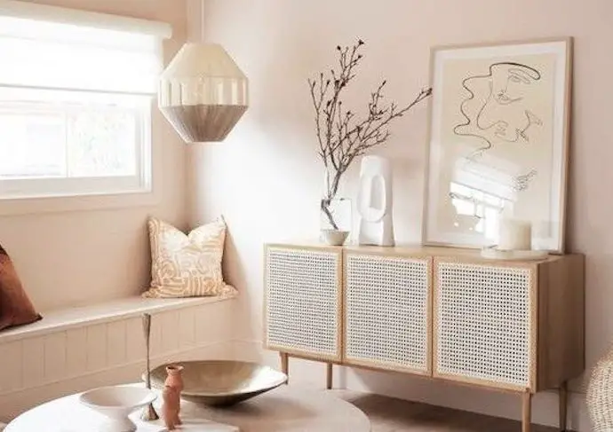 deco dessus buffet style slow living design moderne couleur ambiance neutre affiche simplicité