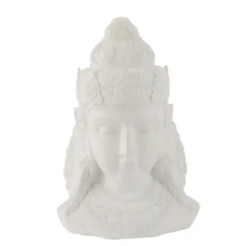 deco meuble piece meditation lithoterapie Tête de Bouddha magnésie blanc H43cm