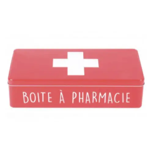 deco piece rage room pharmacie Boîte en métal rouge et croix blanche 32x15,5cm