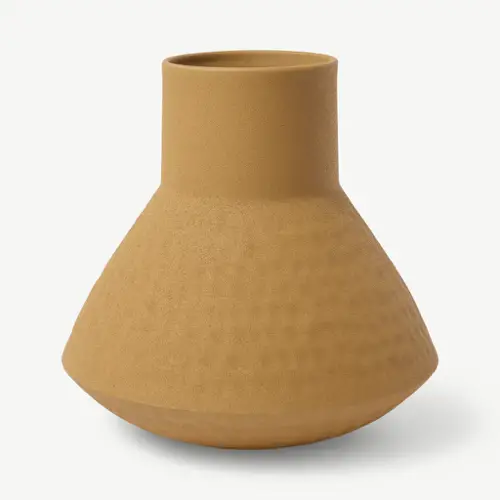 objet decoration slow design Vase, métal jaune ocre texturé