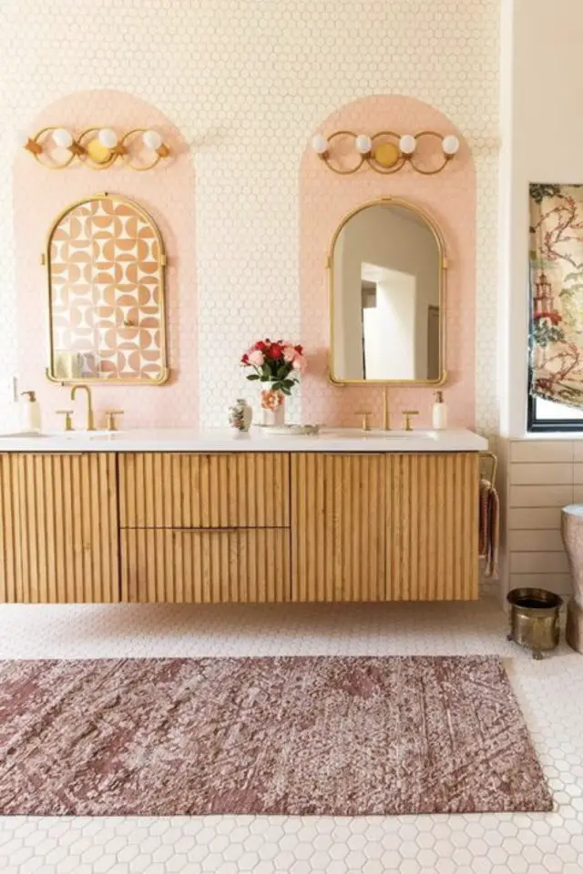 ou peindre une arche salle de bain meuble double vasque miroir luminaire carrelage