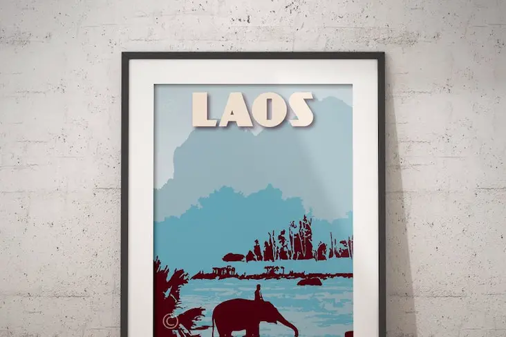 ou trouver affiche laos poster vintage rétro voyage