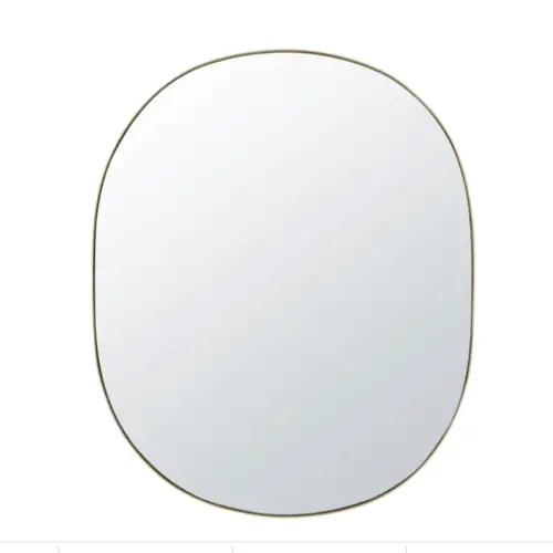 relooking salle de bain pas cher moderne Miroir ovale en métal doré 91x111