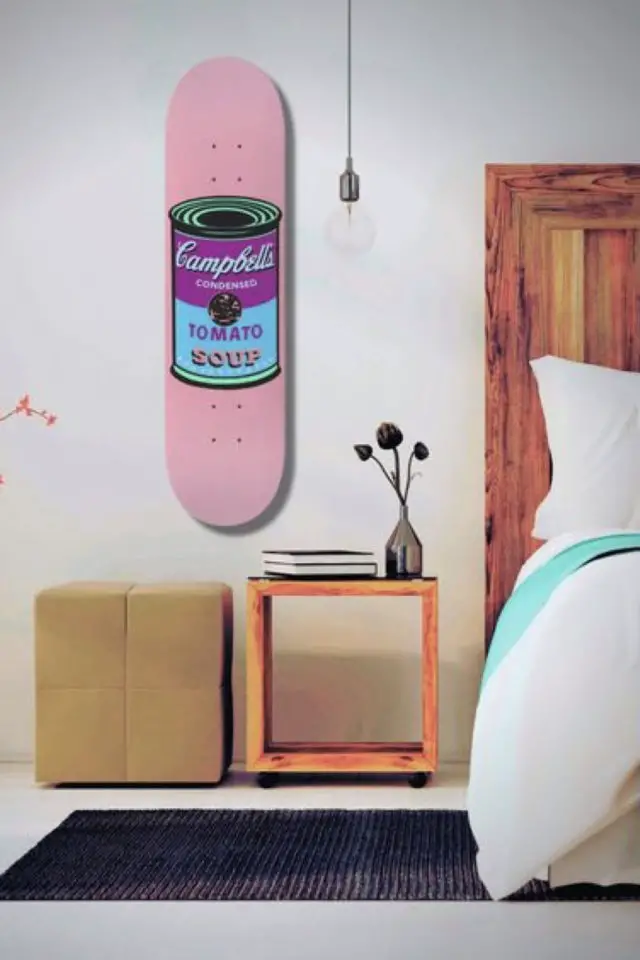 exemple planche skate decoration murale pop art décor chambre à coucher