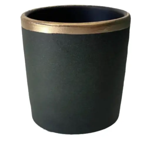vase cache pot deco buffet nature Mini cache pot en céramique vert H8cm liseré or