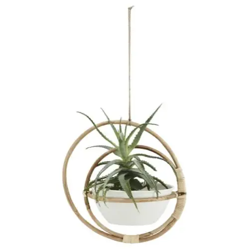 decoration plante petit meuble Cache-pot suspendu bambou métal
