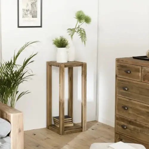 decoration plante petit meuble Porte-plante en bois de pin recyclé