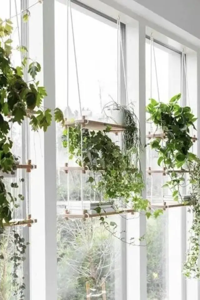 interieur moderne deco plantes exemple fenêtre étagères suspendues idées