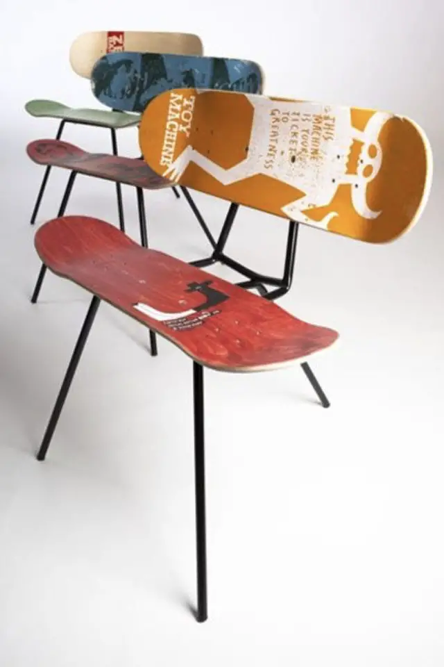 journee du recyclage exemple decoration chaise structure récup planche de skate