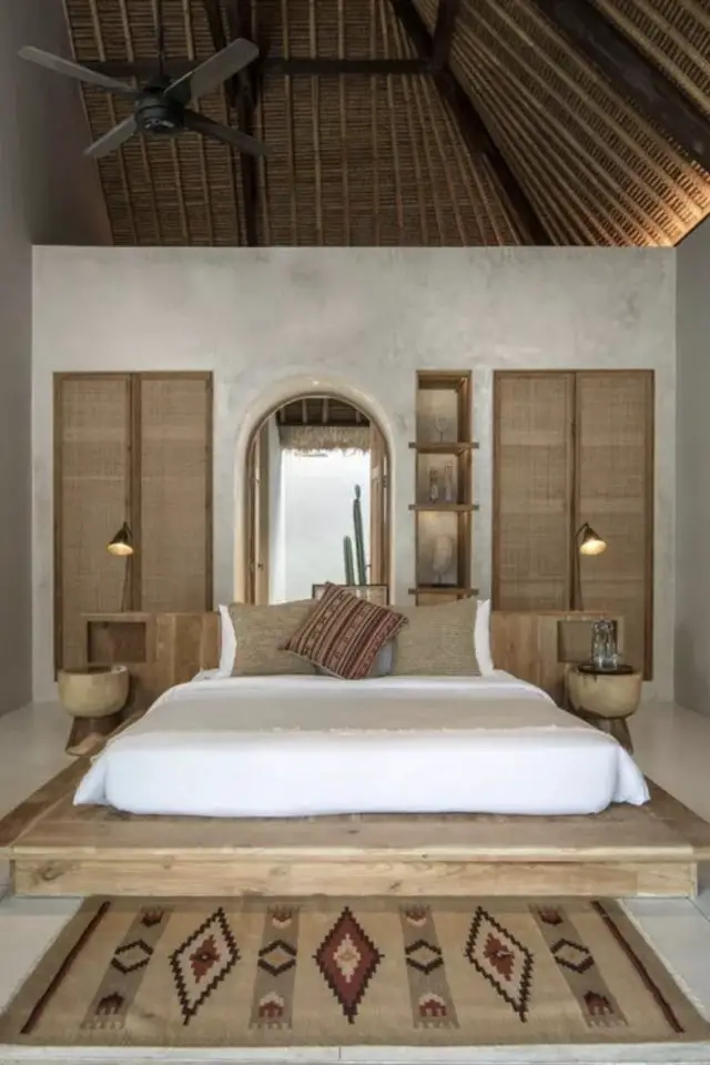 meuble cannage chambre adulte exemple ambiance vacances bali porte de placard meuble bois simplicité