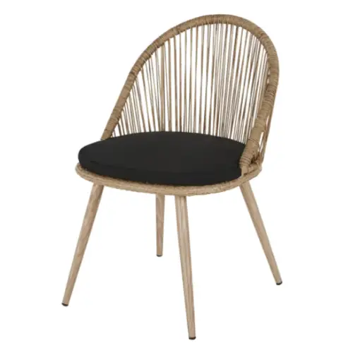 meuble deco balcon tendance Chaise de jardin en résine tressée coloris naturel et métal imitation bois style moderne