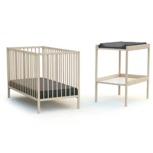 meuble enfant deco scandinave moderne Duo lit bébé et table à langer hêtre brut petit prix pas cher