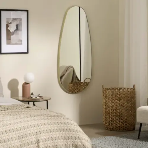 ou acheter miroir oval arche Miroir mural en forme de galet 127 x 56.5 cm, laiton brossé