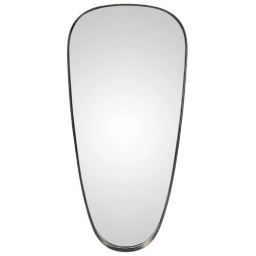 ou trouver miroir arrondi pas cher Miroir en métal finition étain ovale 92 x 43 cm