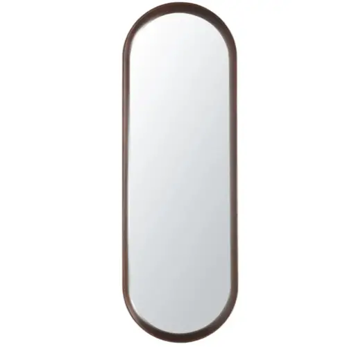 ou trouver miroir arrondi pas cher Miroir gélule en bois d'acacia marron 40x120