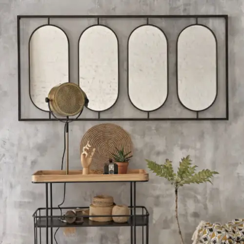 ou trouver miroir arrondi pas cher Miroirs ovales en métal noir 140x70 avec structure noires déco murale