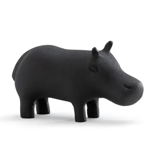 petite deco dessus meuble Figurine hippopotame noire décoration ethnique