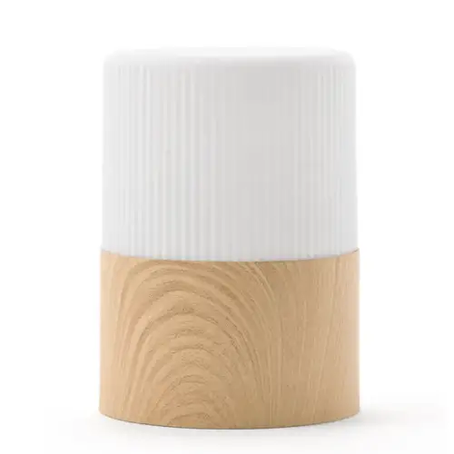 petite deco lampe moderne Lanterne indoor/outdoor blanc strié bois