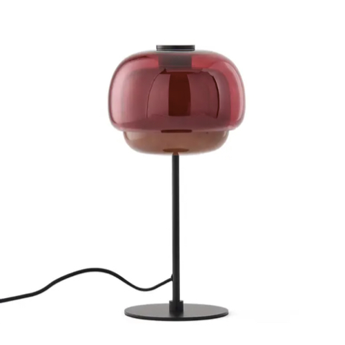 petite deco lampe moderne Lampe à poser en verre coloré rouge arrondi boule rétro