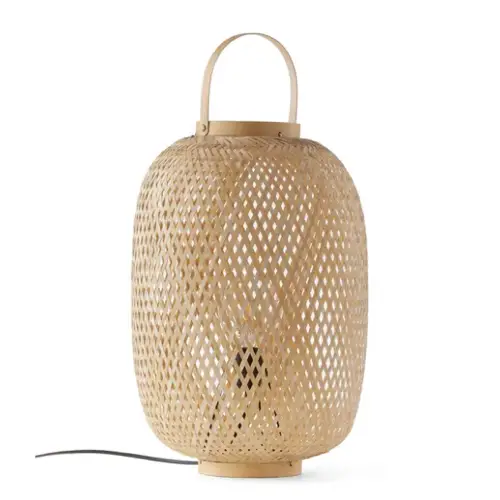 petite deco lampe moderne Lampe à poser style lanterne bambou tressé