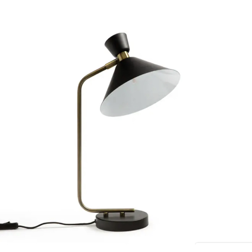 petite deco luminaire elegant Lampe laiton vieilli et noir effet vintage mid century modern