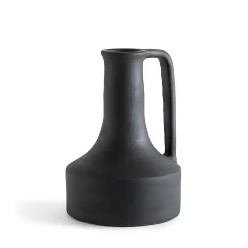 petite deco vase cache-pot Vase décoratif en céramique H32 cm noir moderne élégant