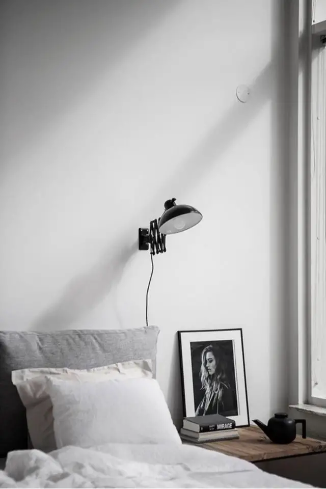 style masculin luminaire minimal noir applique murale vintage minimaliste contraste couleur chambre adulte