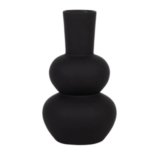 touche de noir accessoire deco Vase en dolomite noire H20 forme courbe tendance incurvée