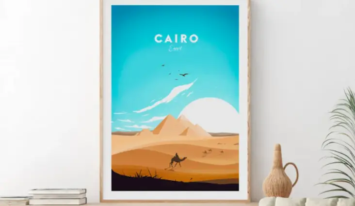 affiche deco voyage egypte pyramide désert paysage antique pharaons