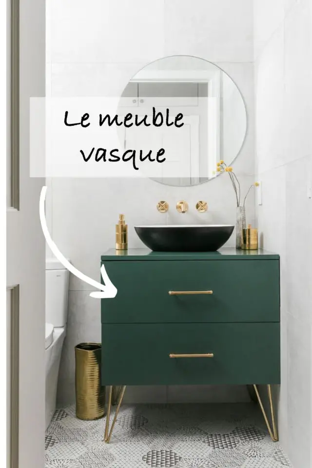 comment mettre couleur petite salle de bain meuble vasque vert élégant