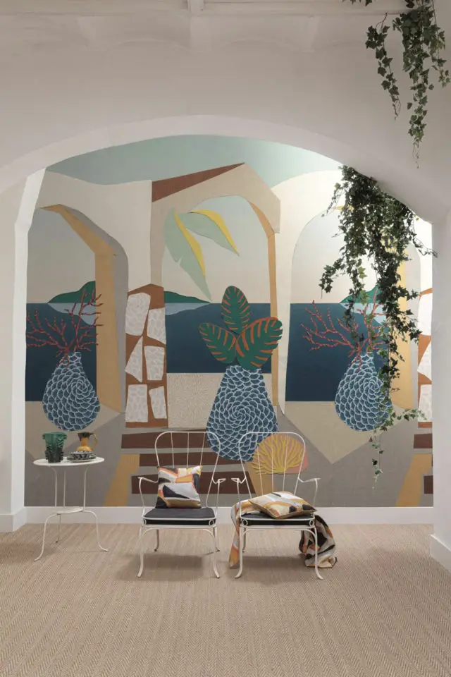 decor mural papier peint moderne motif imprimé paysage tendance